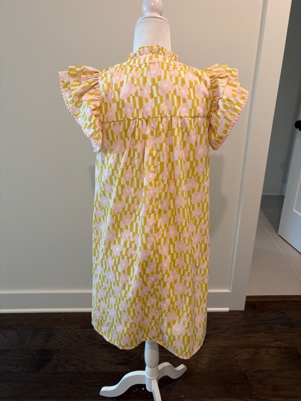 THML Pink and Yellow Ruffle-Sleeve Shift Dress - Picture 6 of 11
